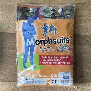 Blue Kids Morphsuit size Medium 3’11”- 4’5” Party Halloween Bodysuit